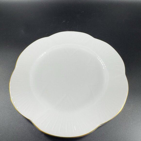 Shelley Dainty White Dish Plate Set Flower Shaped Gold Trim Set 4 Bone China Set - Picture 10 of 12